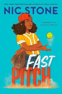 book cover with a softball player