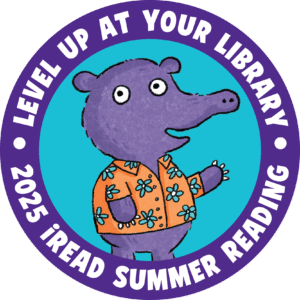 purple tapir with an orange Hawaiian shirt