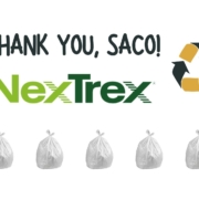 trash bags and a recycling symbol