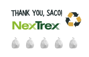 trash bags and a recycling symbol