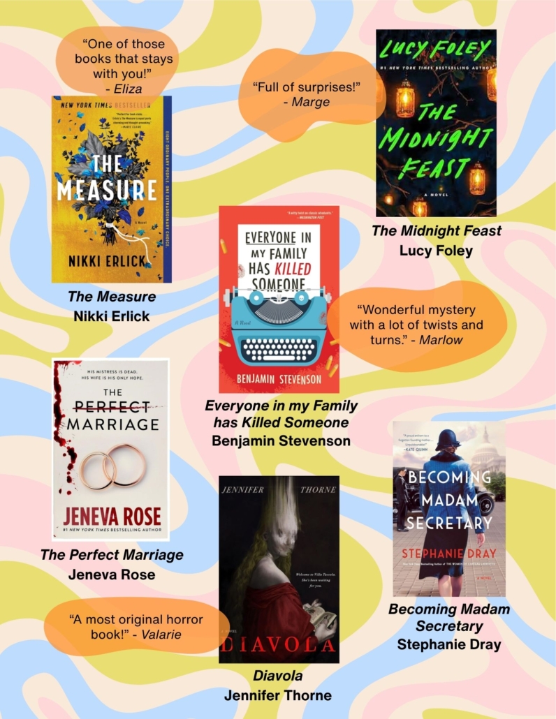 book covers on swirly background