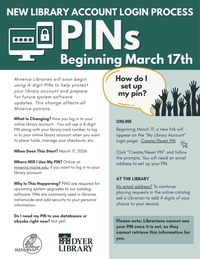 DLSM Minerva PIN announcement flyer with outline of raised hands on green background