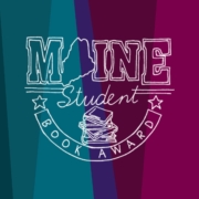 logo with a stack of books on a colorful background