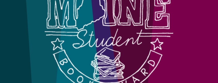 logo with a stack of books on a colorful background