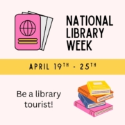 Pink passport and stack of colorful books