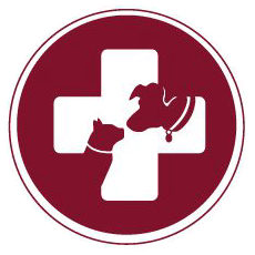 logo with cross and dog and cat looking at each other